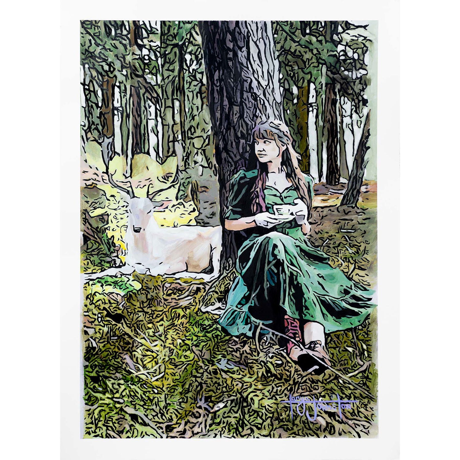Maid Marion Takes Tea (Original) - Tanya Johnston Art